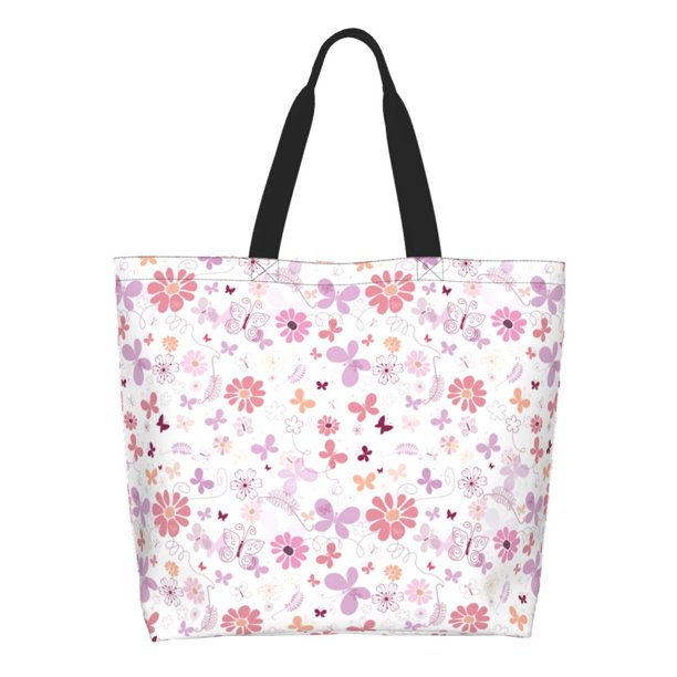 Balery Retro Floral Bolsa Tote Estilo Estético con Cremalleras, Bolsa de Hombro, Bolsa de Compras Grande y Plegable