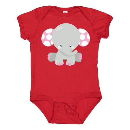 

Inktastic Cute Elephant Little Elephant - Pink Gray Gift Baby Girl Bodysuit
