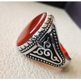 thumbnail image 5 of Red Onyx Mens Ring, Natural Red Onyx Gents Ring, December, Silver Jewelry, 925 Silver Ring, Birthday Gift, Heavy Mens Ring, Arabic Design, Ottoman Style Ring, Christmas, Turkey Mens Signet Ring, 5 of 6
