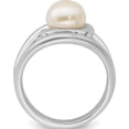thumbnail image 2 of Sterling Silver Rhodium-Plated Satin/Polished 8-9mm Button Fwc Pearl Ring (Size 6) Made In Thailand qr6869-6, 2 of 5
