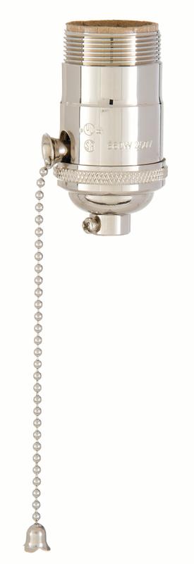 B&P Lamp® Heavy Turned Brass Socket With Nickel Plated Finish, On/Off Pull Chain Function, Uno Thread Shell - image 2 of 2