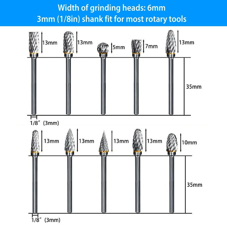 TSV 20 Pack Tungsten Carbide Cutting Burr Set Dremel Drill Bits Rotary Grinder Grinding TSV 20 Pack Tungsten Carbide Cutting Burr Set Dremel Drill Bits Rotary Grinder Grinding