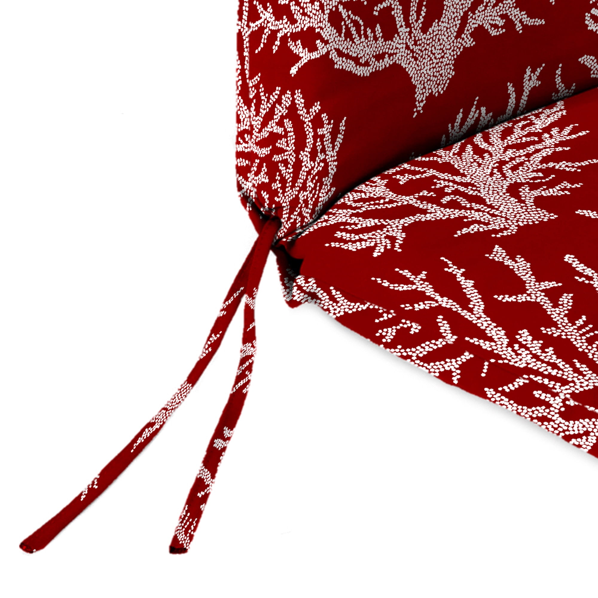 Jordan Manufacturing 44" x 22" Seacoral Red Nautical Rectangular Outdoor Chair Cushion with Ties and Hanger Loop