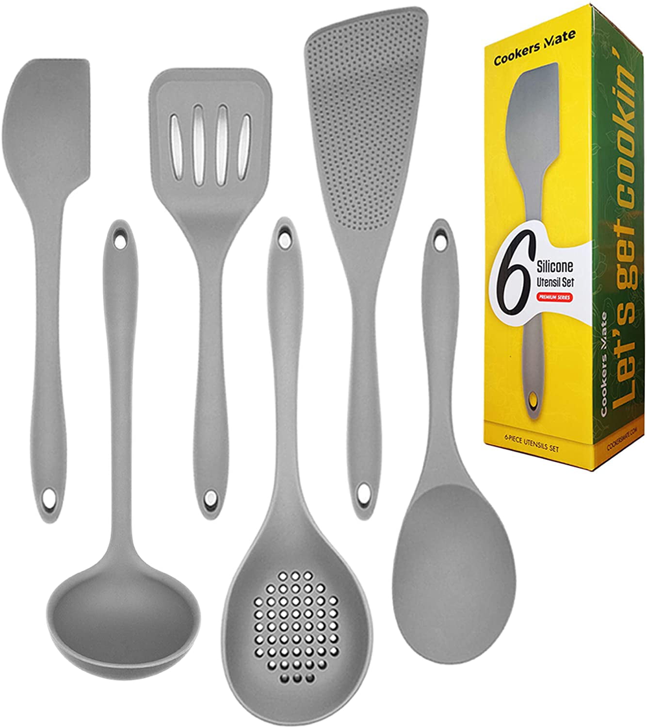 6 Piece Non Stick Silicone Kitchen Spatula Utensils Set Heat Resistant Cooking and Baking Set. 