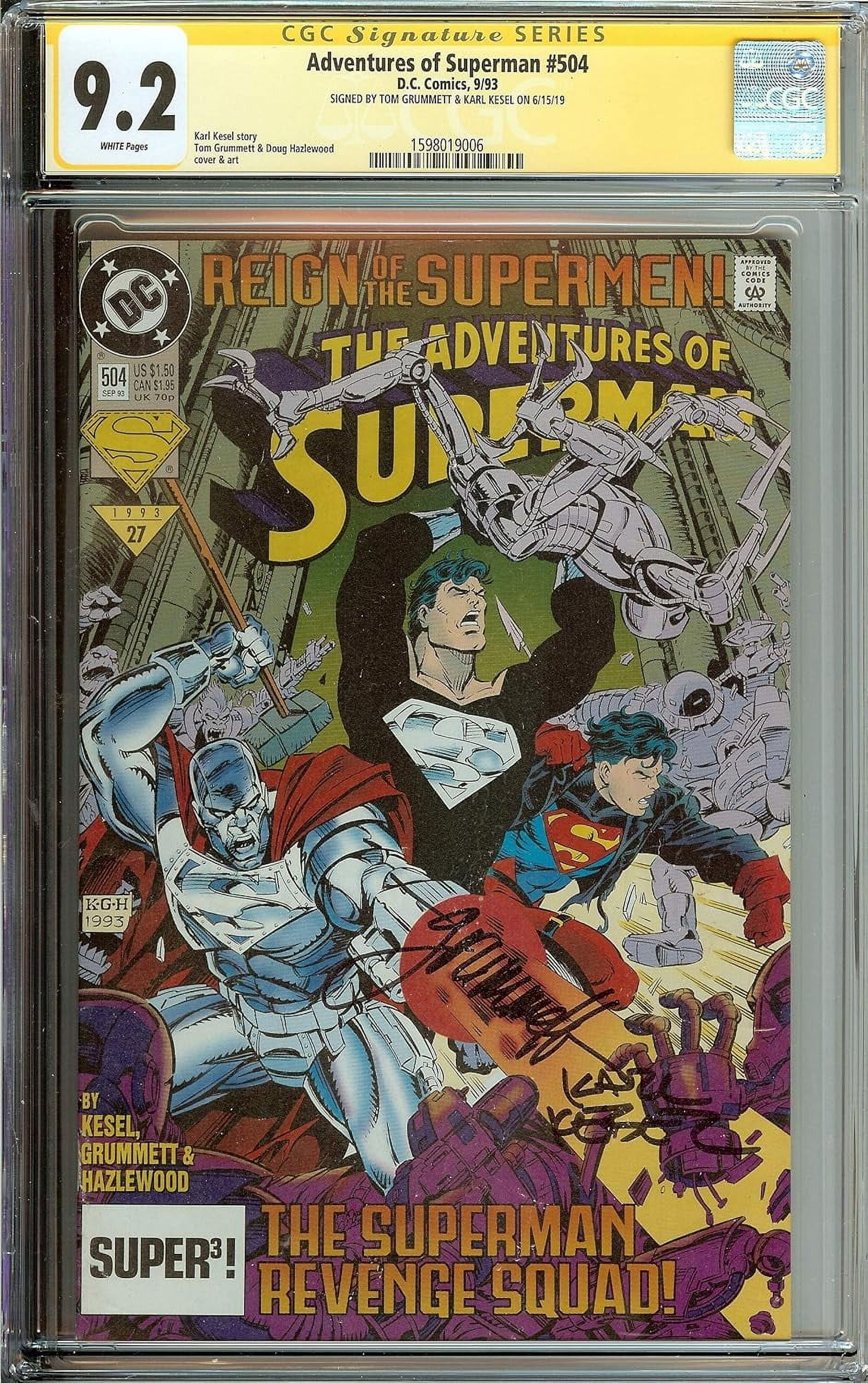 The Adventures of Superman #504 CGC 9.2 Signed Grummett Kesel