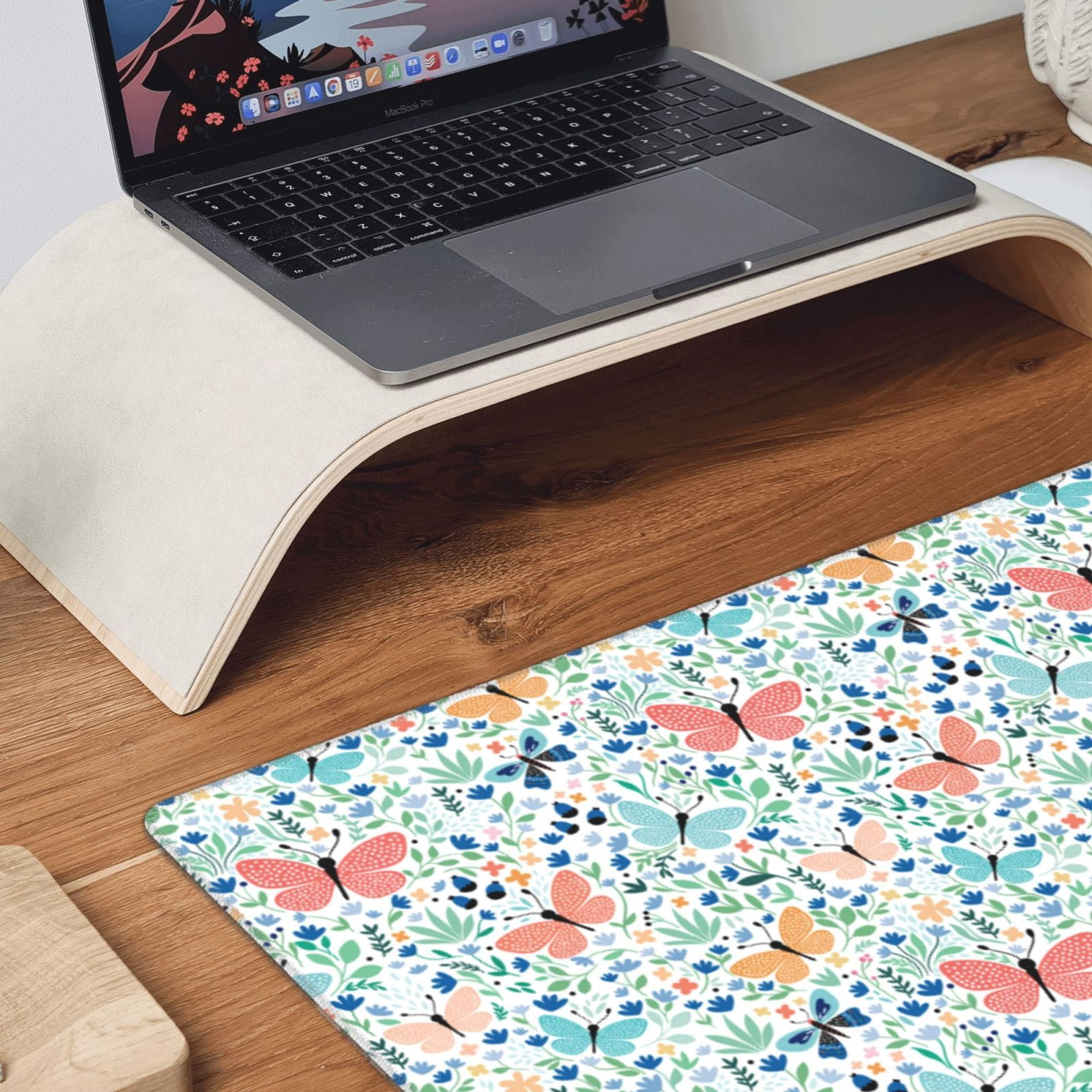 Naloa Butterflies Gaming Mouse Pad Large Mouse Mat Long Extended Desk Pad Non-Slip Rubber Mice Pads Stitched Edges Thin Pad (16x29.5 Inch)