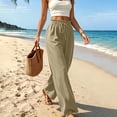 thumbnail image 5 of ZHYou No Boundarie Women's Wide Leg Pants Ruffle High Waist Drawstring Lightweight Flowy Loose Casual Full Length Trousers,Khaki,Size S, 5 of 6
