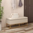 thumbnail image 2 of HOMCOM Storage Ottoman with Flip Top, Upholstered Storage Bench Beige, 2 of 9
