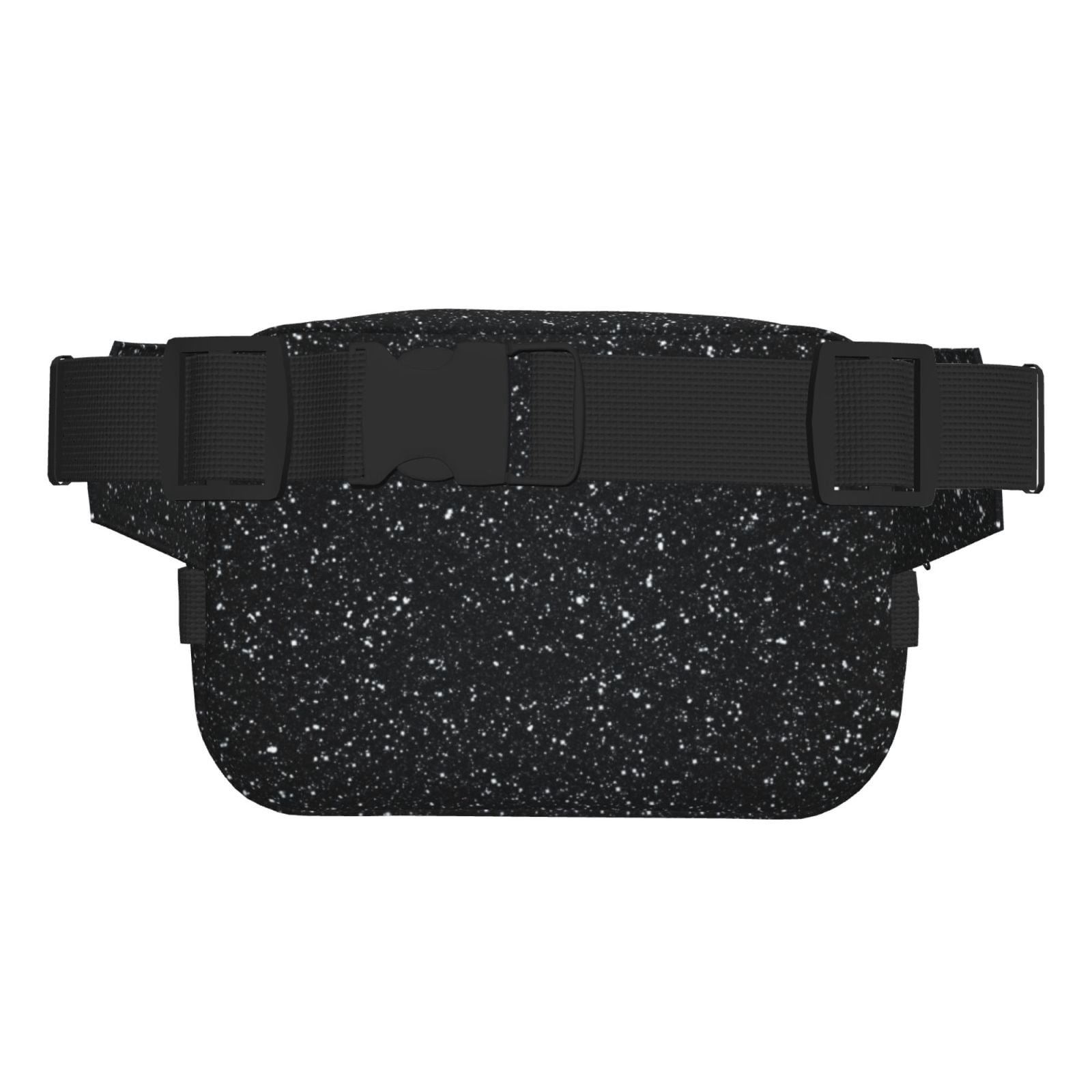 Fuzoiu Black Glitter Print Unisex Square Double Layer Waist Bag,Crossbody Fanny Pack Travel Workout Accessory