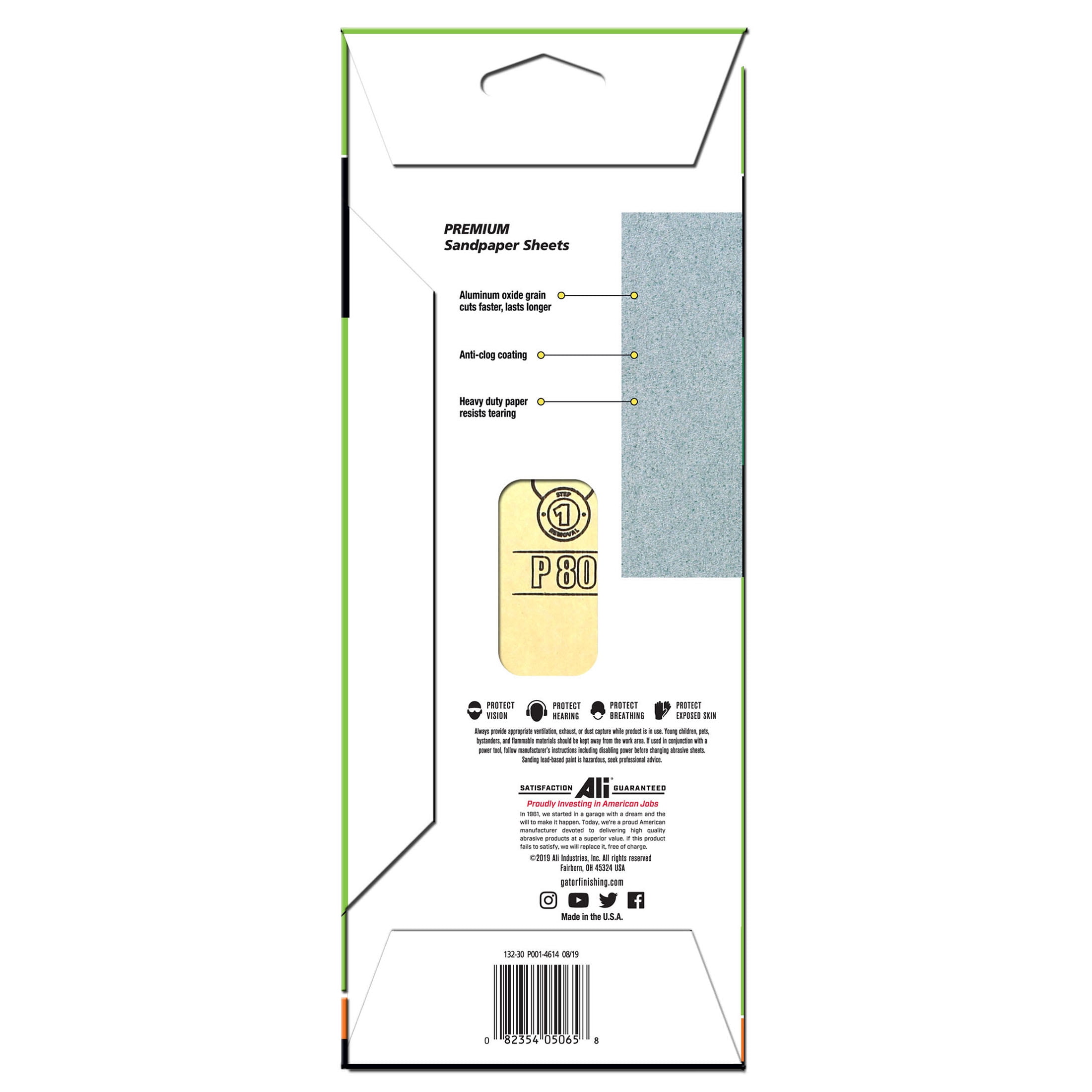 (3 pack) Gator 506530 3-2/3 in x 9 in 60/80 Grit Premium Sandpaper Combo Pack, 10 Pieces