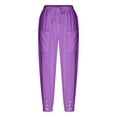 thumbnail image 6 of HXWCHs High Waist Button Front Wide Leg Cropped Trousers for Women Loose Fit Comfortable Daily Wear Casual Pants M Purple, 6 of 6