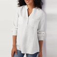 thumbnail image 3 of TRUBKH Button Down Shirts Long Sleeve Shirts for Women Linen Tops for Women Button Down Shirt Autumn and Winter New V Neck Pocket Cotton Linen Size Long Sleeved Shirt Top Shirt for Women White S, 3 of 3