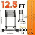 thumbnail image 5 of HomeCozy 12.5FT Telescoping Ladder w. Stabilizer/Wheels/Cargo Hold,Adjustable Folding Extension Ladder A Frame 8+8 Foot Step Ladders for Home,,330lbs Capacity, 5 of 7