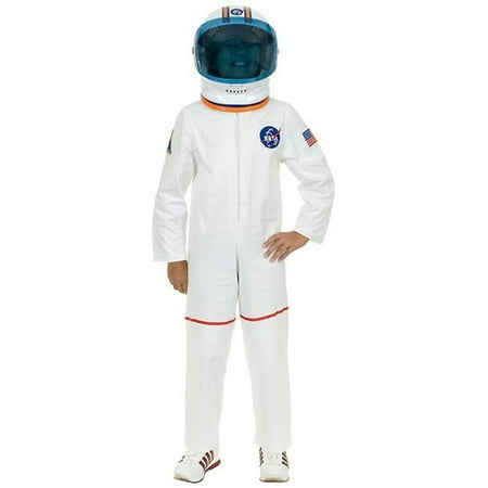 Kid's White Astronaut Girls NASA Boys Costume And Helmet Bundle