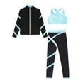 thumbnail image 3 of Oyolan Kids 3 Piece Gymnastics Outfit Girls Ice Skating Jacket Sport Bra and Dance Yoga Pants Set Light Blue 8, 3 of 5