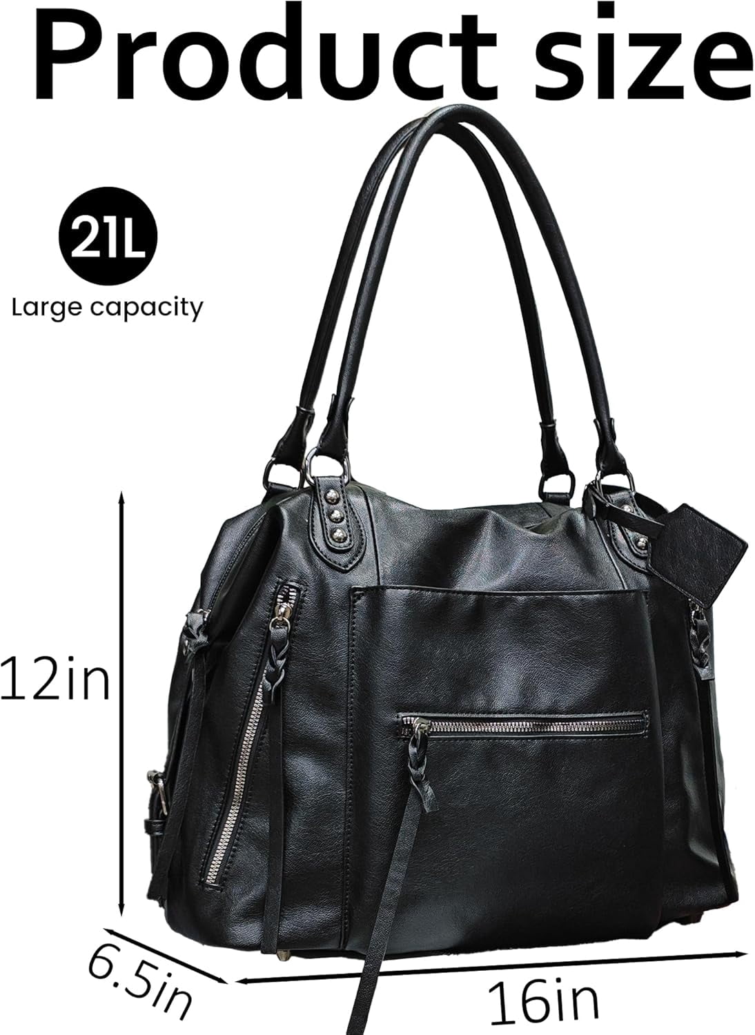 Women's Large Tote Bag City Tote Bag Fall Purse with Zipper Women Vegan Leather Hobo Handbags with Adjustable Strap