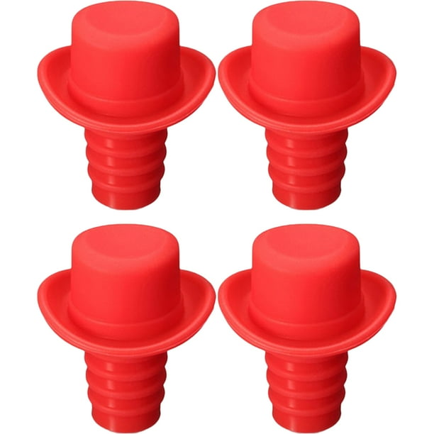 UPGRATOR 4Ud Tapones De Silicona Para Botella De Vino Color Sombrero Para Fiestas