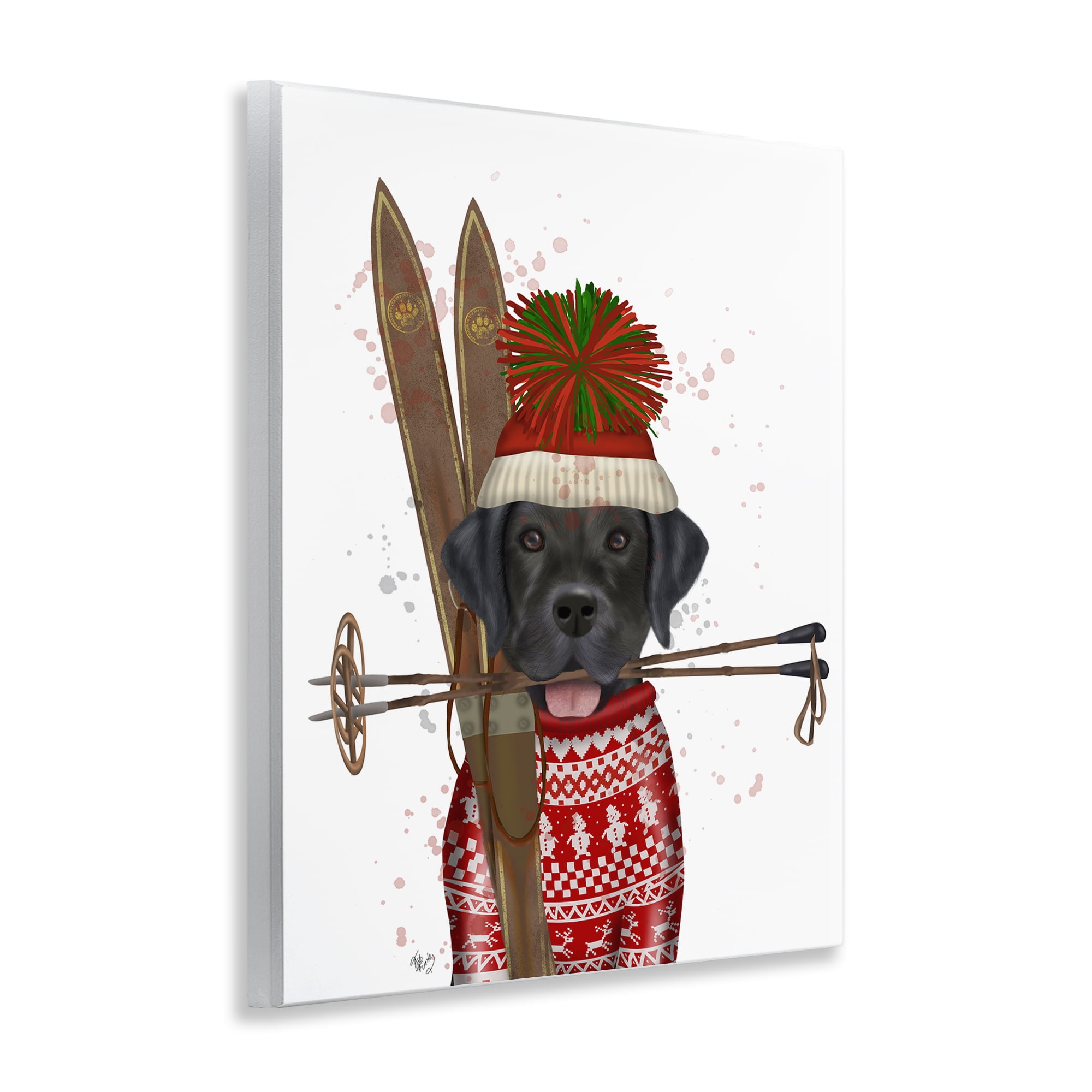 Stupell Industries Black Labrador Skiing Animals & Insects Painting Unframed Art Prints Wall Art, 11 x 14
