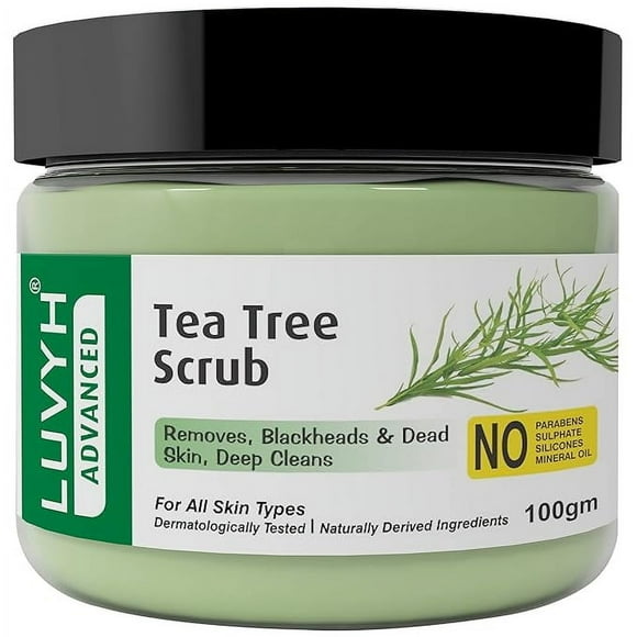 Luvyh Tea Tree Skin Clearing Face Scrub & Moisturizer (100g) Cream for Women and Men, Exfoliate scrub