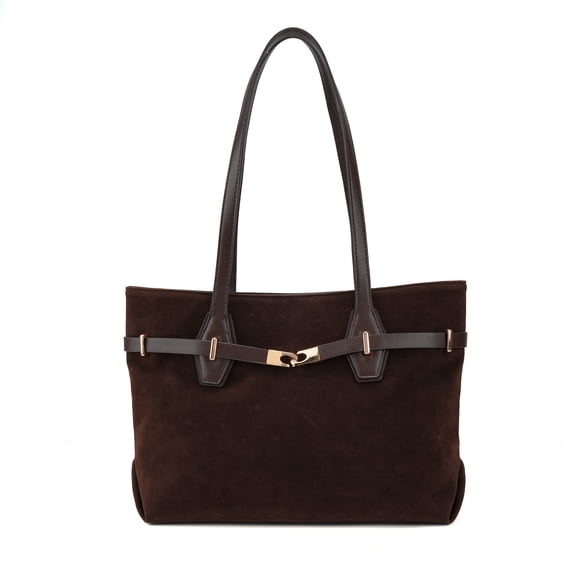 Sunyuer Vintage Double-Faced Suede Tote Bag - Large Capacity Shoulder Bag for Women