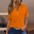 thumbnail image 2 of Breezora Daily Wear V Neck Pocket Tops Women's Casual Short Sleeve Button Down Loose Blouse XXXL Size Orange, 2 of 5