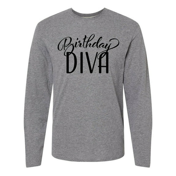 Inktastic Birthday Diva in Black Long Sleeve T-Shirt