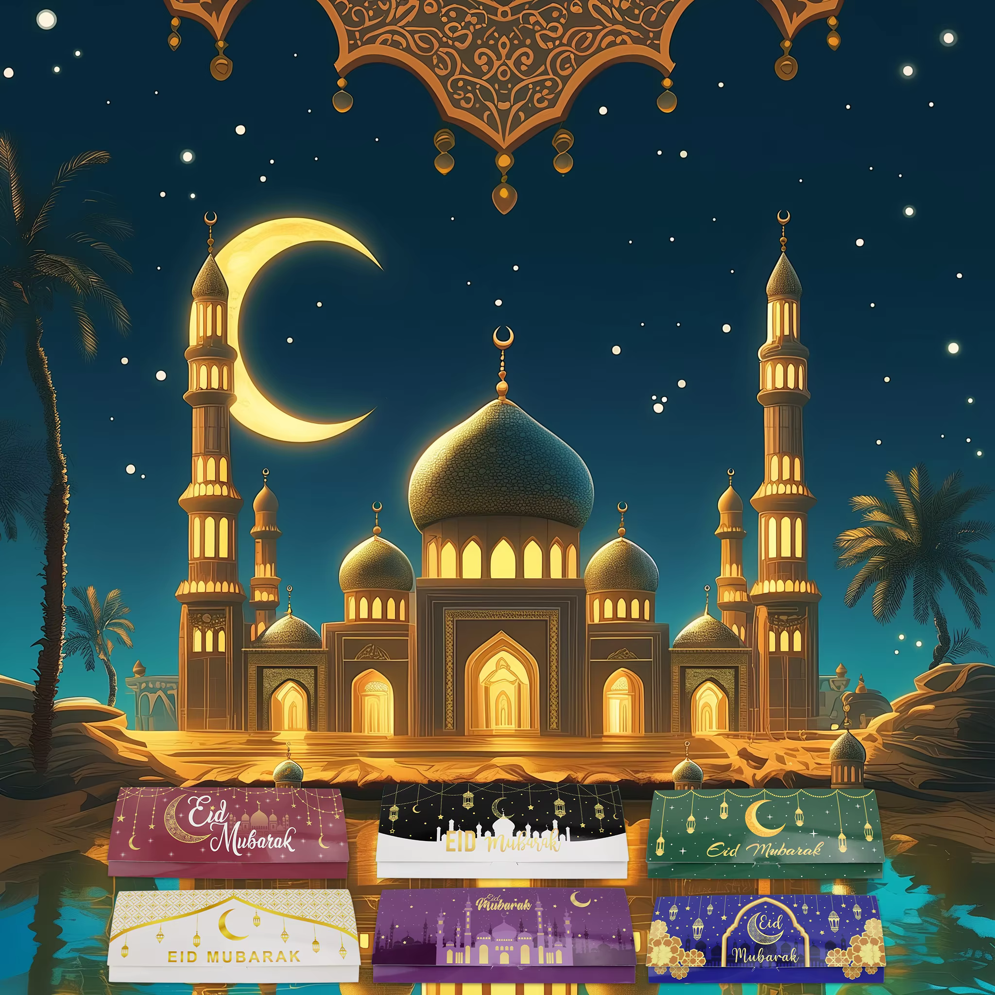 thumbnail image 6 of Jiibva 60 Packs Eid Mubarak Cards, Eid Greeting Card, Islamic Muslim Ramadan Mubarak Cards, Happy Eid al-Fitr Eid al-Adha Cards for Eid Mubarak Decorations, 6 of 7