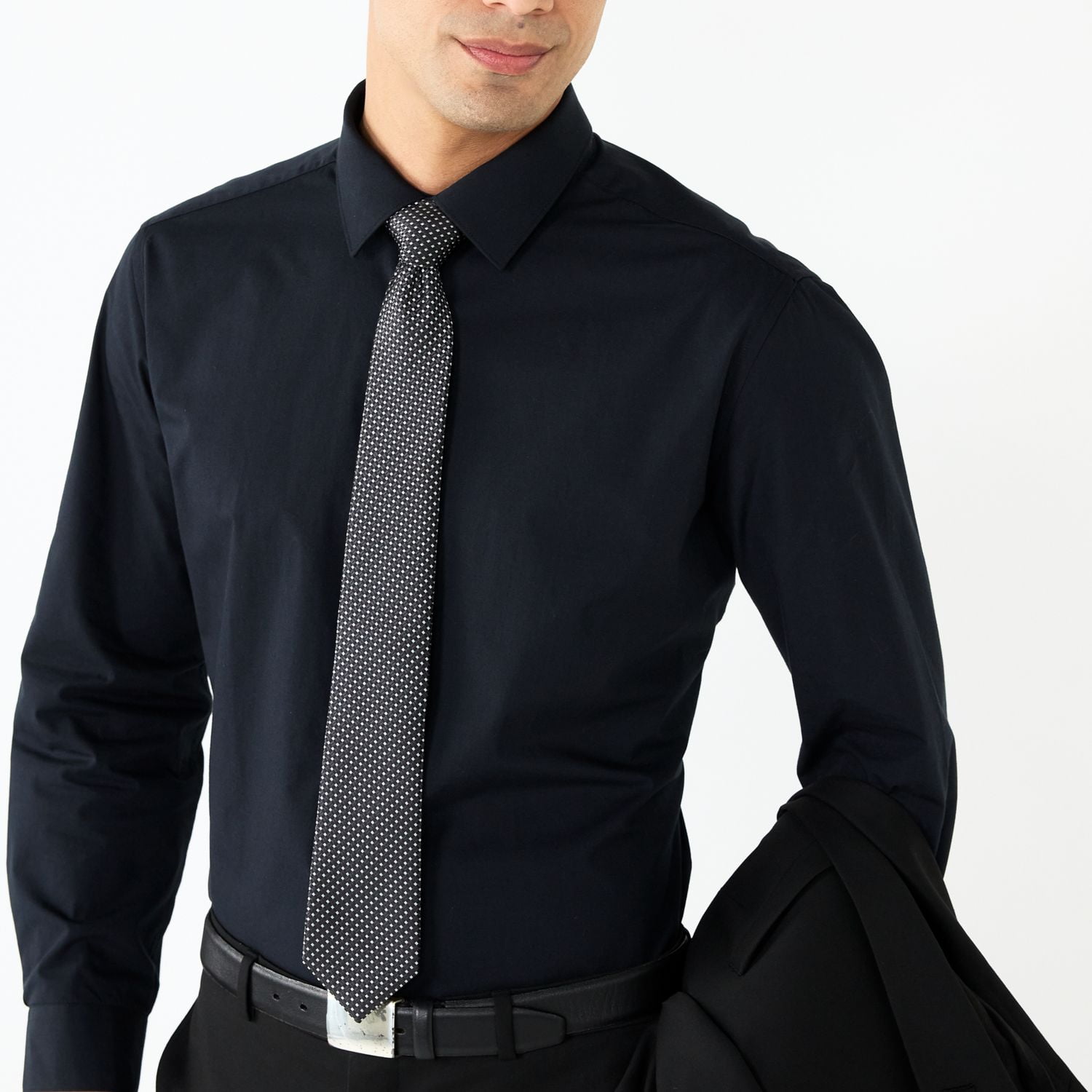 Men's Bespoke Slim-Fit Dress Shirt, Pocket Square Tie Set Color