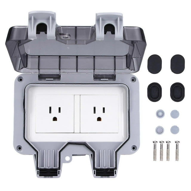 Prise murale étanche extérieure IP66, boîtier résistant aux intempéries, 2 prises, style américain, 250 V, 15 A