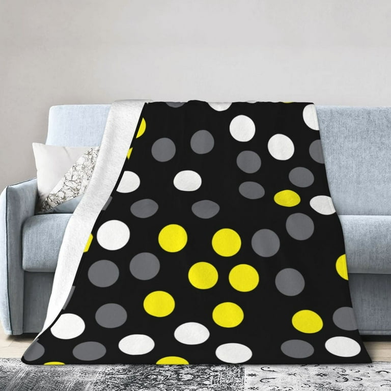 Yellow White Black Polka Dot Throw Blanket Soft Cozy Warm Durable Fuzzy Flannel Blankets 40 x 30 Inches for Couch Sofa Bed Walmart