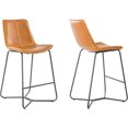 thumbnail image 1 of Plata Import Vegan Leather Tan Counter Stool Matte Black Legs, 1 of 3