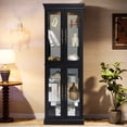 thumbnail image 5 of HIUU Tall Curio Cabinets with Glass Doors,Tall Glass Display Cabinet with Lights,China Cabinets with Doors(Black), 5 of 8