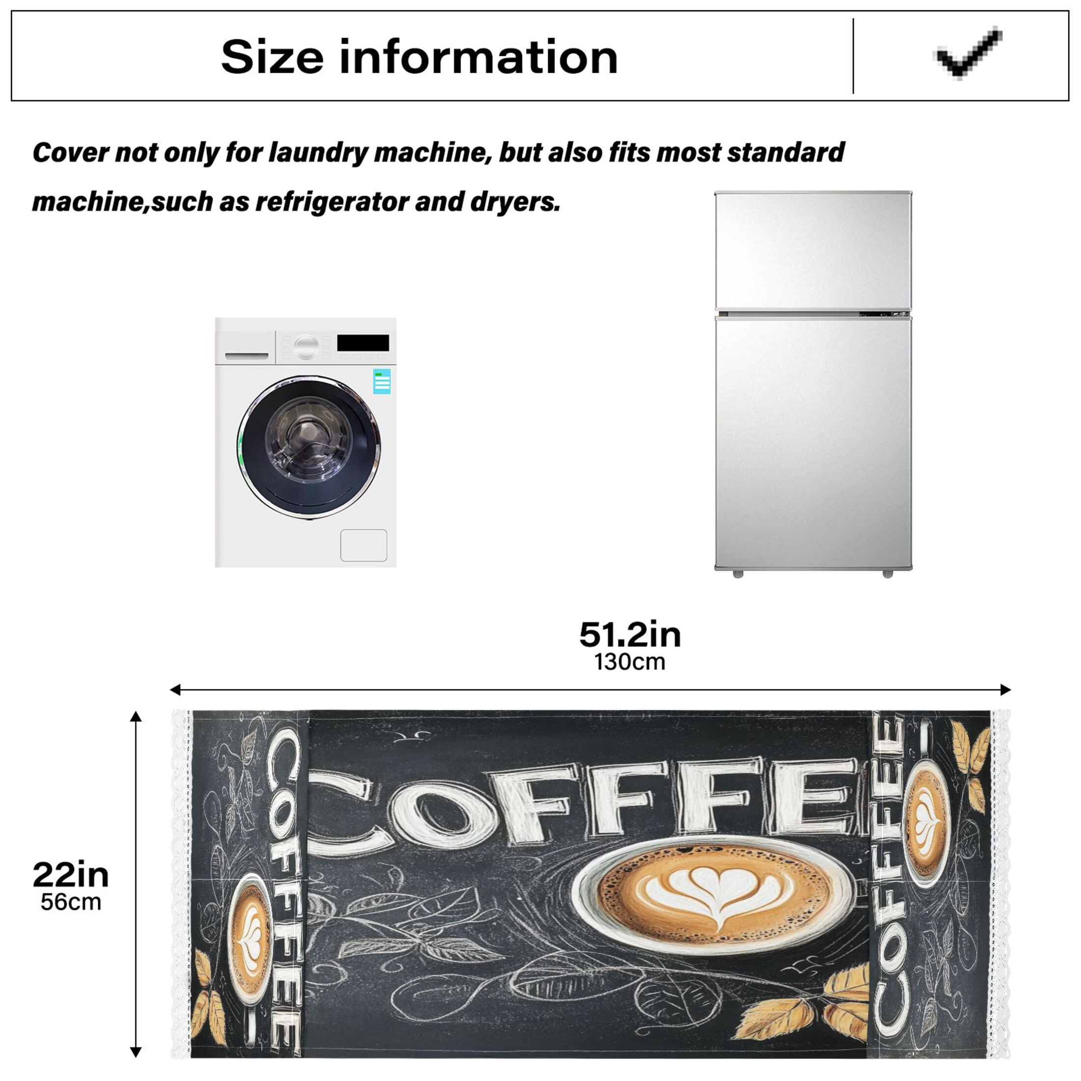 Coffee TimeWasher and Dryer Covers Dust-Proof and Oil Resistant Fridge Cover with 4 Storage Pockets Washing Machine Top Cover for Laundry Kitchen Home 51.2 x 22 In