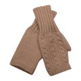 thumbnail image 3 of Xfvqtps Fingerless Gloves for Womens Thumb Hole Wrist Knitting Crochet Solid Color Fashion Windproof Thermal Warm Winter Mittens Khaki, 3 of 4