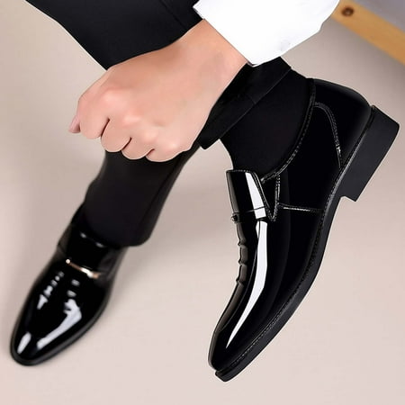 

HaiMao Men s Dress Shoes Clearance Business Shoes Patent Leather formal Fashion Oxford Tuxedo Shoes Black 8(42)