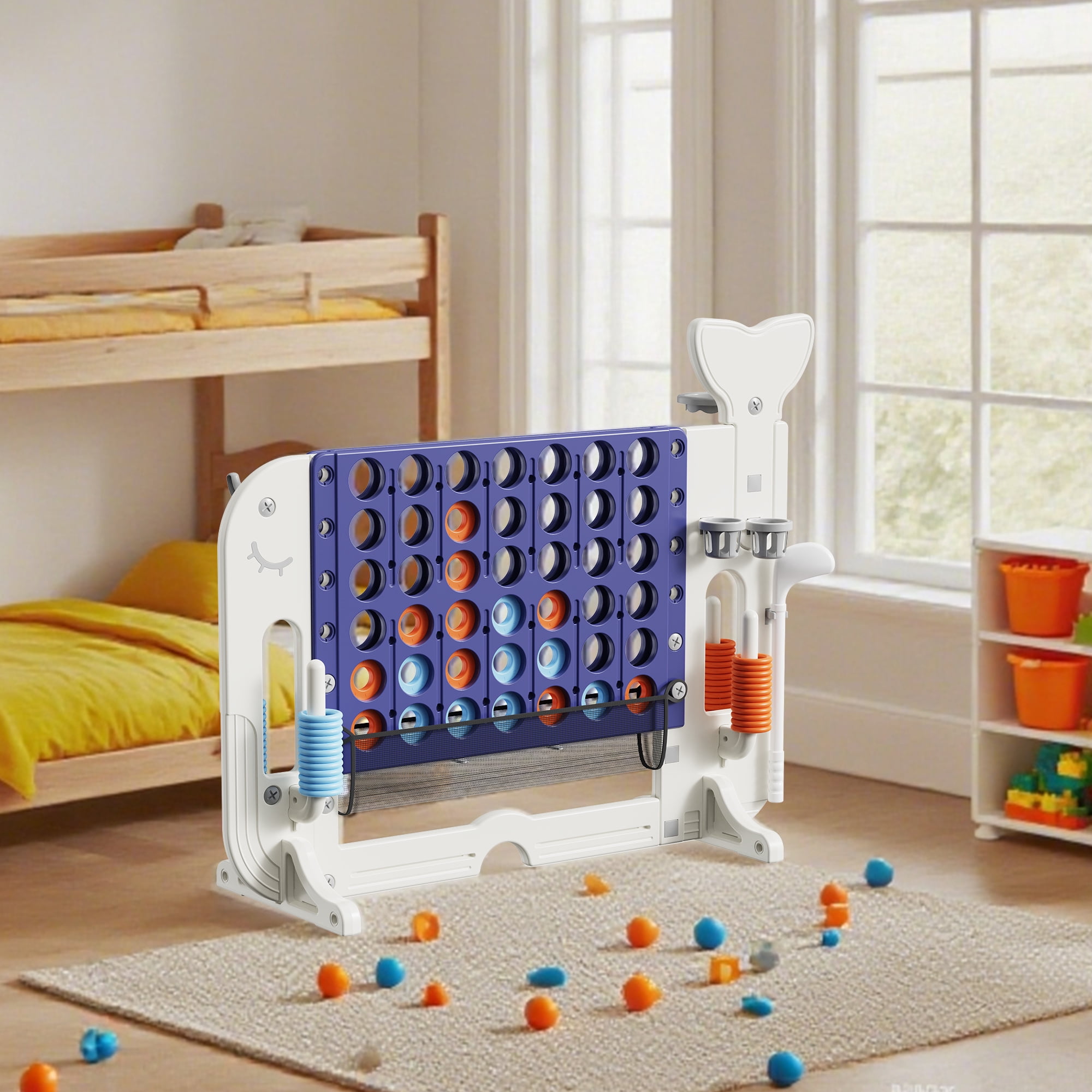 Aukfa 4-to-Score Giant Game Set,Giant 4 Row Game with Carrying Bag & Tail Design for Holiday Parties/Family Gatherings,White