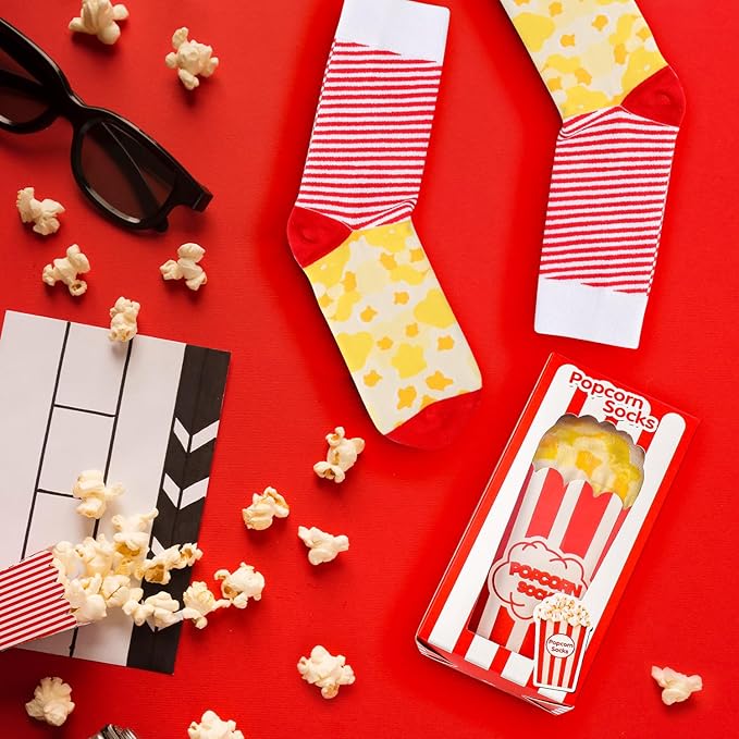 Funny Popcorn Socks Box for Men Dad Women Teen Boys - Funny Gifts Novelty Crazy Silly Cool Socks-Easter Fathers Valentines Birthday Gag Christmas Gifts Stocking Stuffers