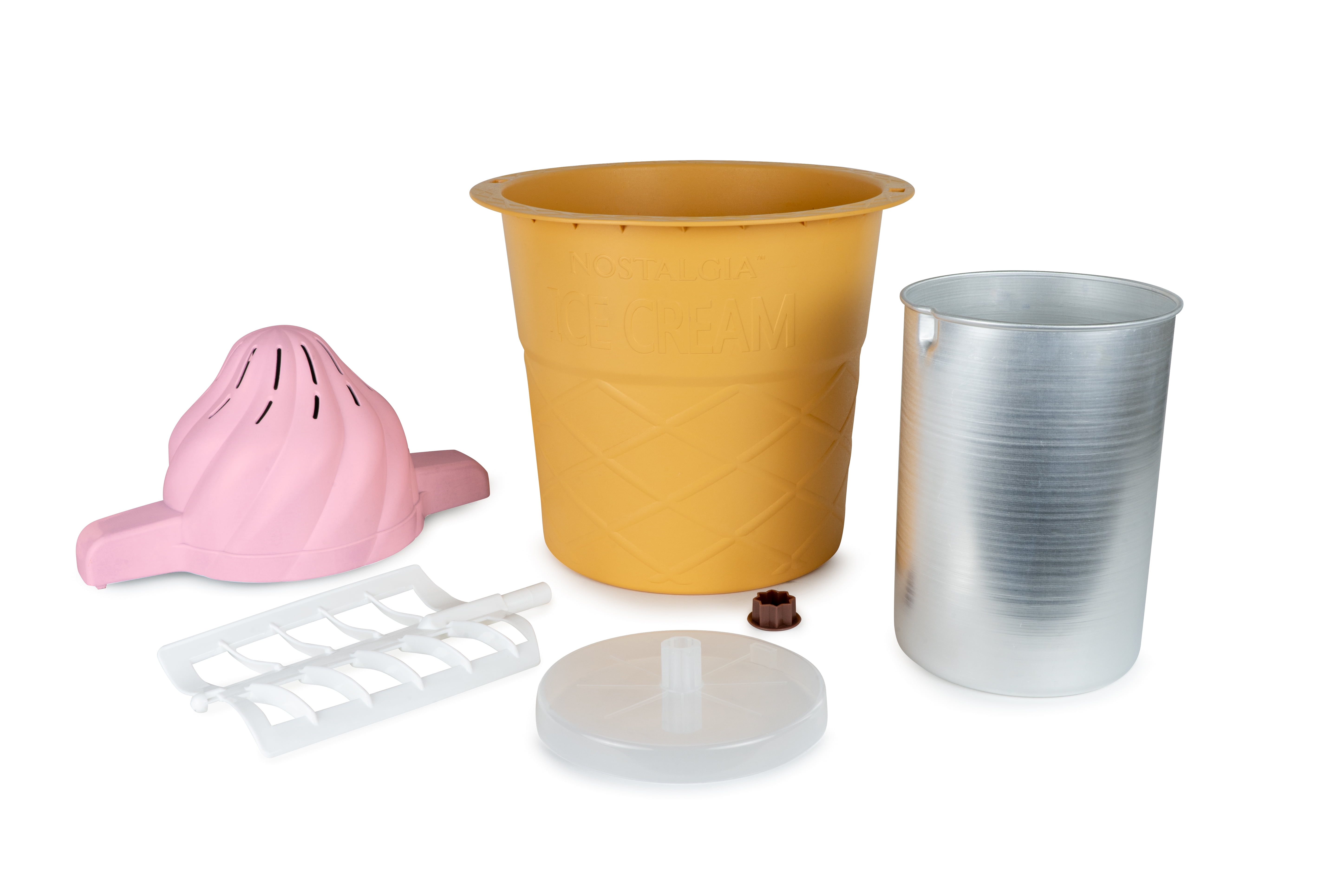 Nostalgia 4-Quart Swirl Cone Ice Cream Maker, Strawberry Red