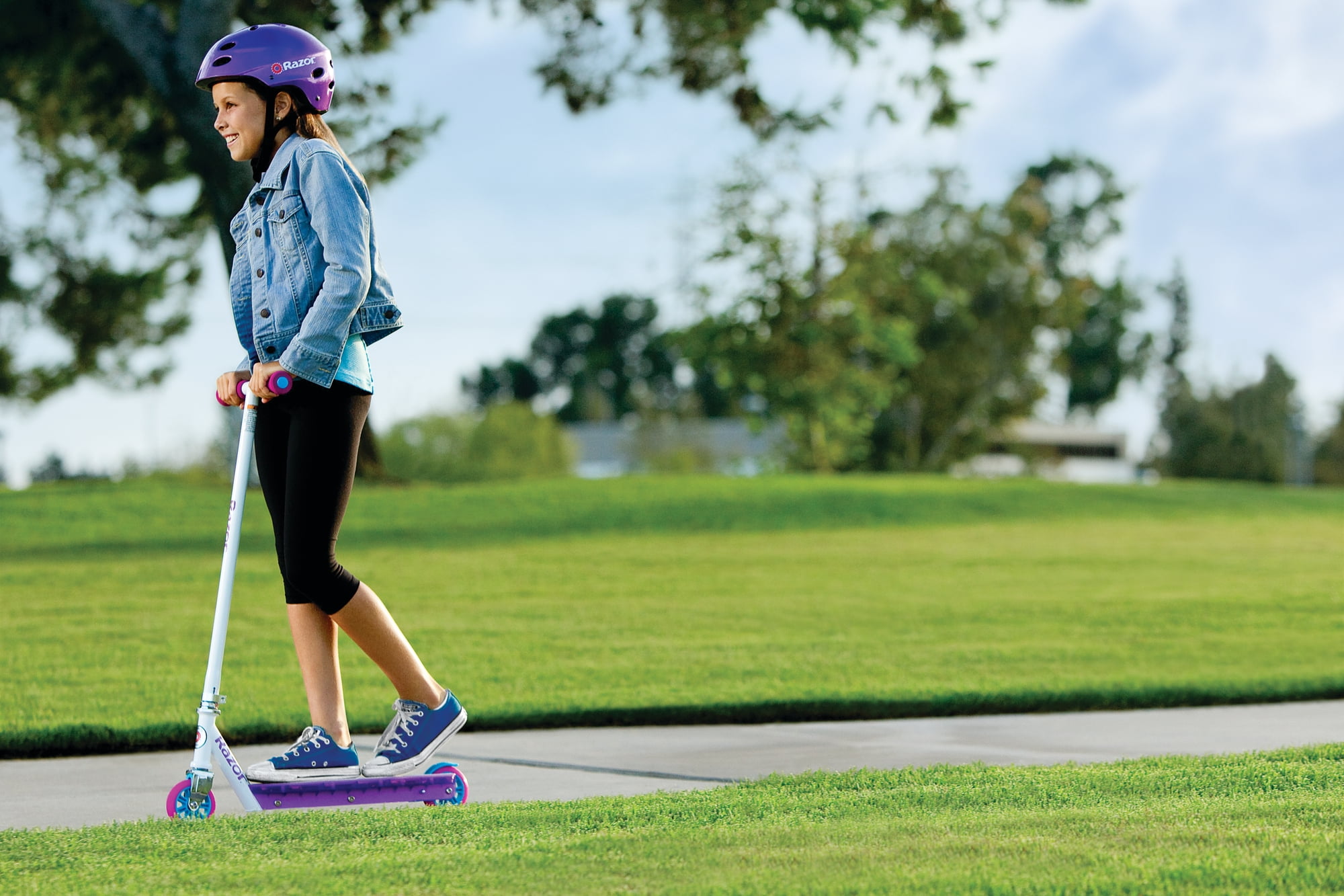 Razor Party Pop Kick Scooter - Multi-Color LED Light-Up Deck, Lightweight Steel Frame, for Kids Ages 6+