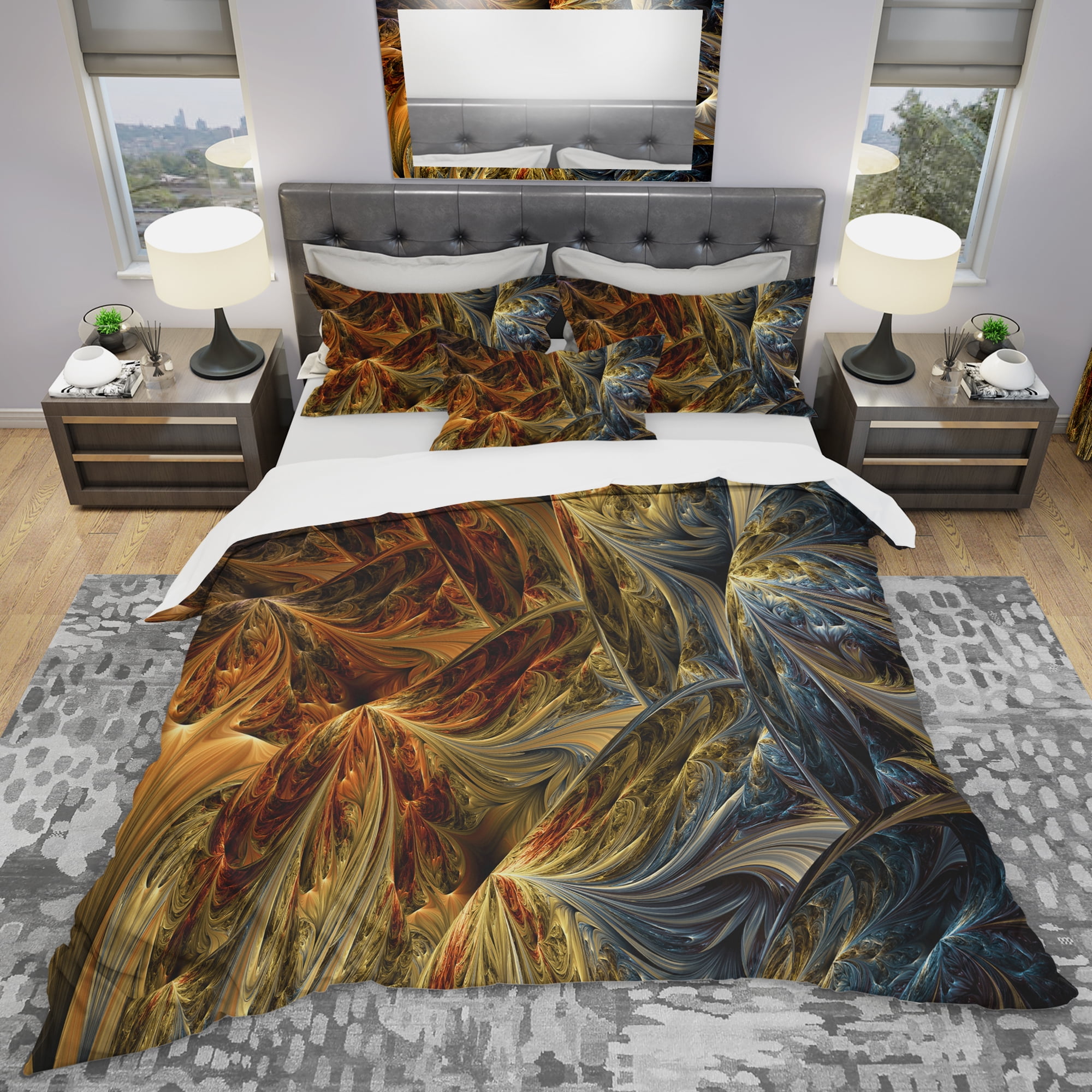 Designart 'Molten Gold Abstract' Modern & Contemporary Duvet Cover Set