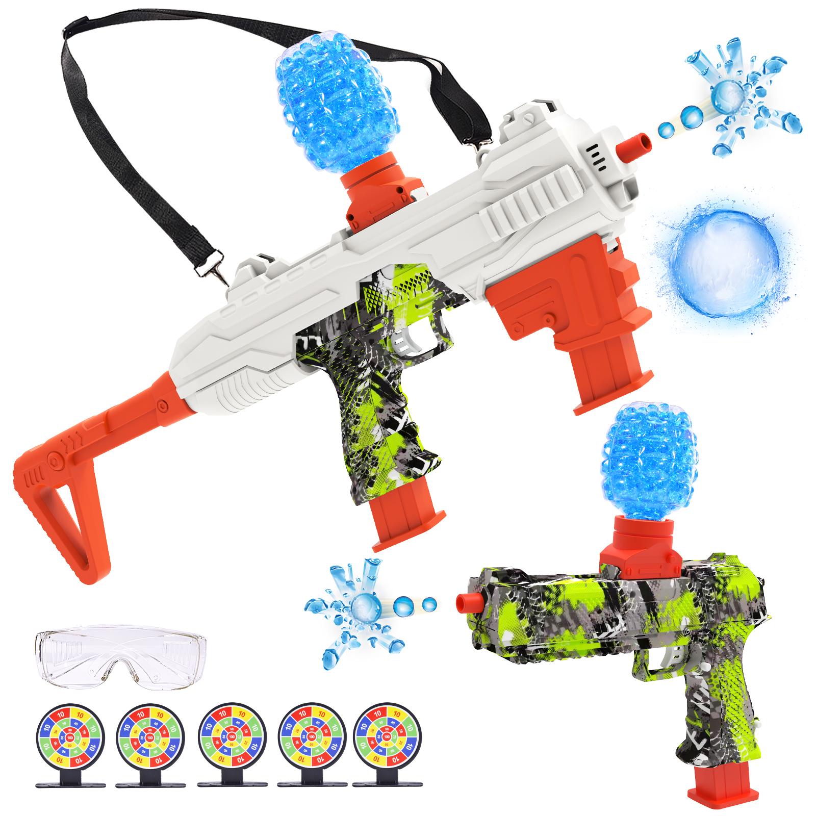 6 in 1 Gel Splat Ball Blaster Automatic, FA01 Blue and Orange