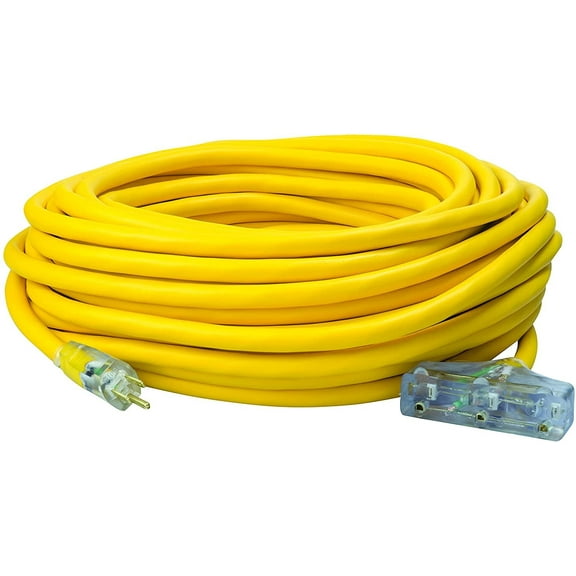 Coleman Cable 03489 12/3-Wire Gauge Tri-Source SJEOW Outdoor Vinyl Extension Cord, 100-Feet