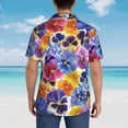 thumbnail image 4 of Gaeub The Garden Tricolor Pansy Flower Print Men's Hawaiian Shirt,Button Down Short Sleeves Shirts,Tropical Beach Casual Button Down Shirts,XX-Large, 4 of 7