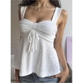 thumbnail image 5 of otnbgsr Women's Eyelet Embroidered Tank Top Y2K Tie Front Ruched Sleeveless Peplum Cami Going Out Fashion Top, 5 of 6