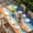 Lake Blue, variant on Orange Blue Ocean Waves Table Cloths for 8 Foot Rectangle Tables, Summer Beach Coastal Abstract Patio Waterproof Elastic Fitted Tablecloths, Washable Rectangular Table Cover for Camping