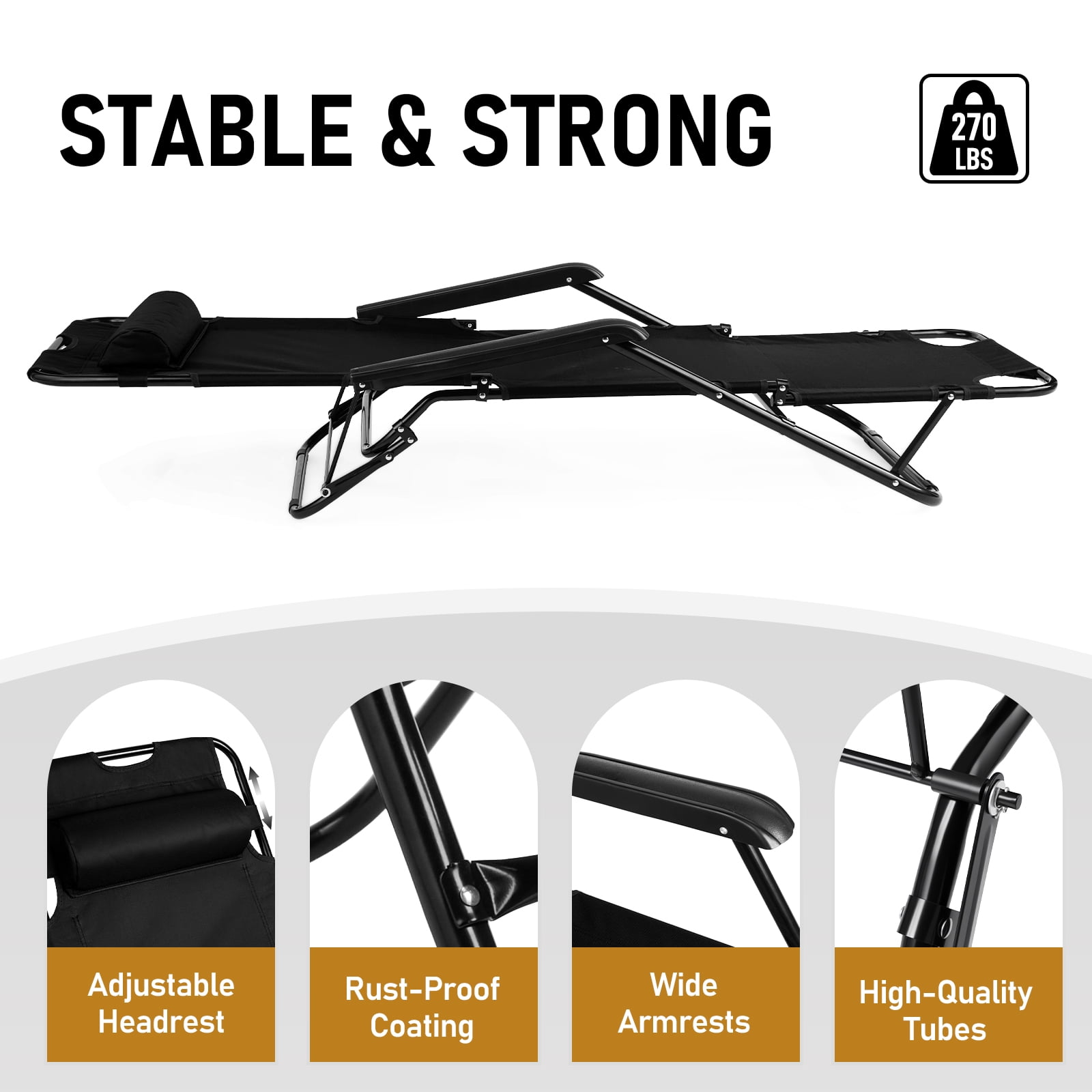 Dual Purpose Folding Recliner Chair, Premium Steel Tube Oxford Fabric Chair, Portable Space Saving Black Chair, Multifunctional Chair for Indoor Outdoor Daily Use Gift