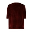 thumbnail image 6 of Women's Velvet Solid Color Half Sleeve Round Neck Casual T-Shirt Pullover Blouse, Soft and Stylish Velvet Fabric, Versatile Spring and Summer Top for Daily Wear and Casual Outings, 6 of 6