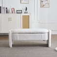 thumbnail image 2 of Elegant Long-Shaped Storage Ottoman,Bench of boucle material with Simple and Grand Design,Entryway Bench for Bedroom Living Room Hallway, White, 2 of 7