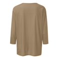 thumbnail image 4 of KDDYLITQ 3/4 Sleeve Womens Plus Size T Shirts Work Tops Office Casual T Shirts Casual Striped Round Neck Tee Summer Blouses Plus Size T Shirts Khaki 3X, 4 of 5