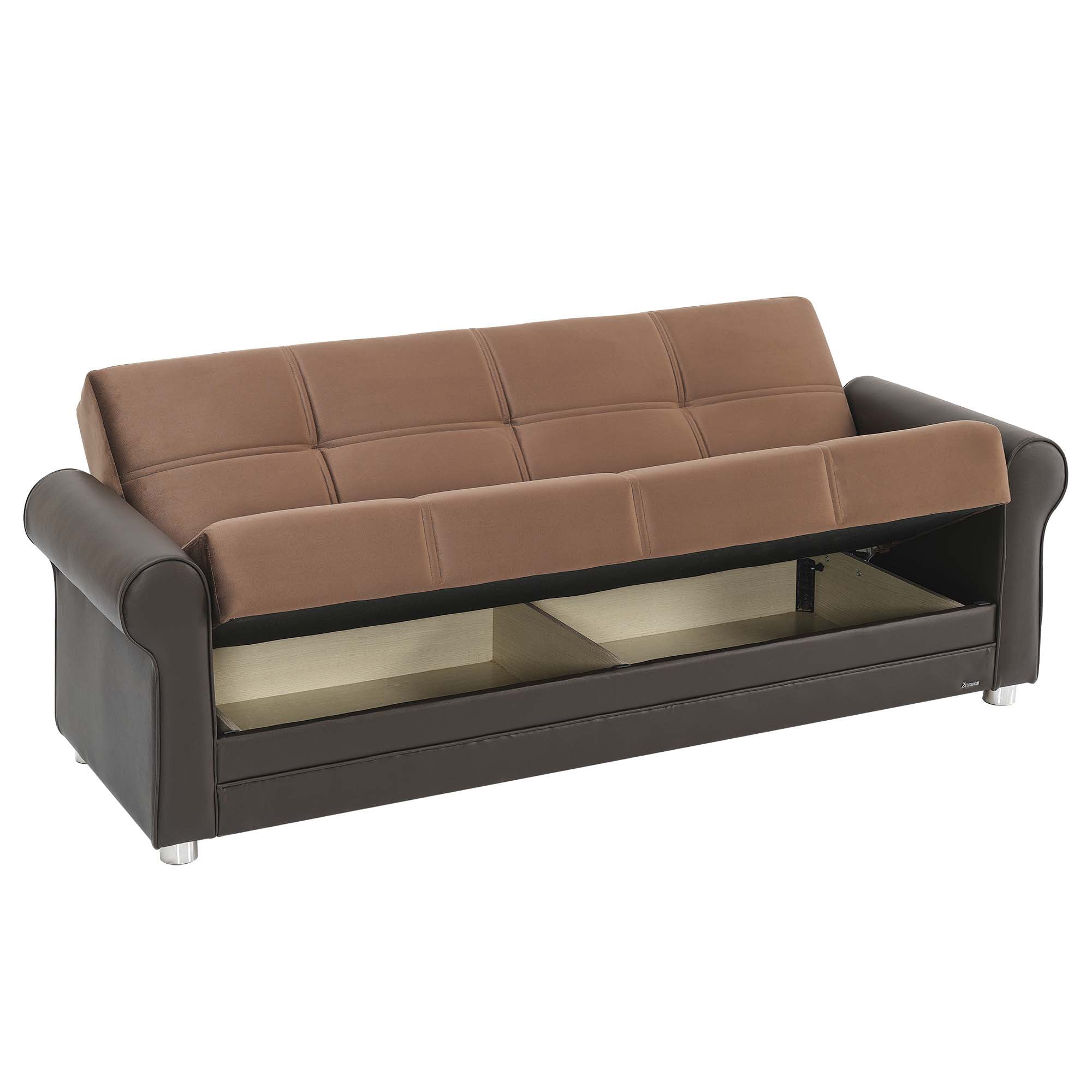 Ottomanson Convertible Sleeper Sofa Bed with Hidden Storage, Firm Comfort Couch, Brown